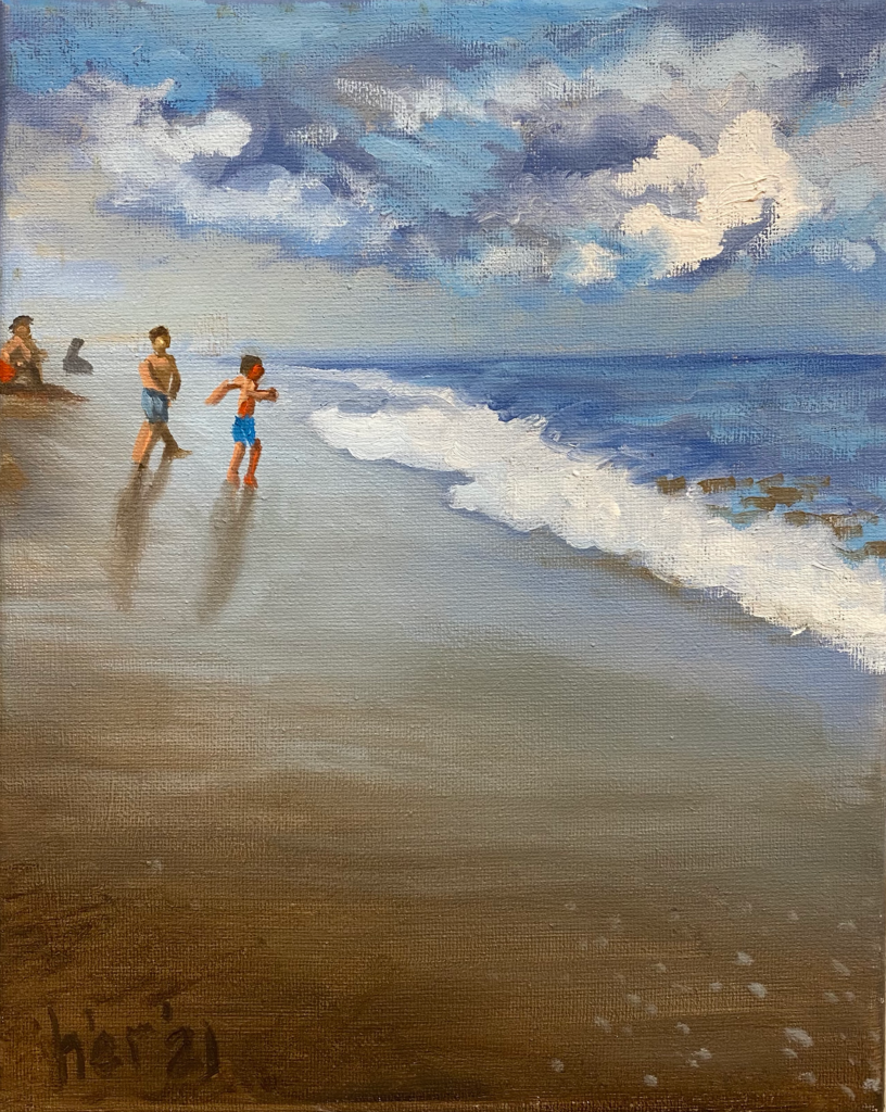 Jumping Waves (Oil on Canvas, 8x10)