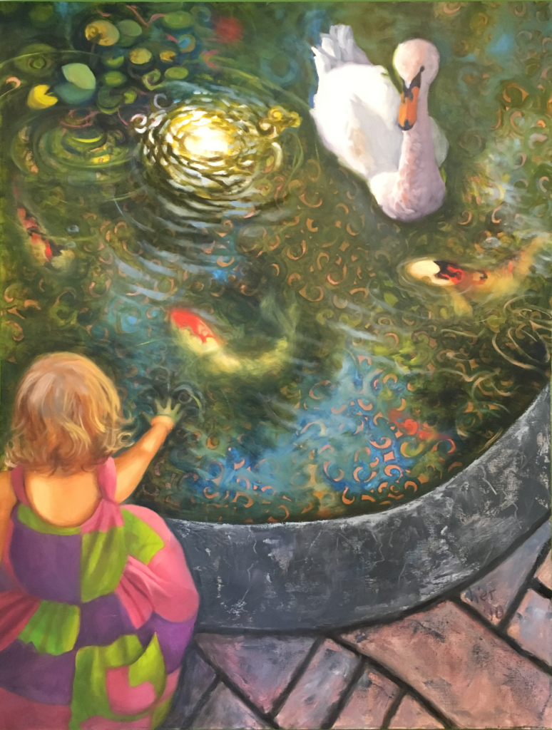 🔴 Koi Pond (Oil on Canvas)