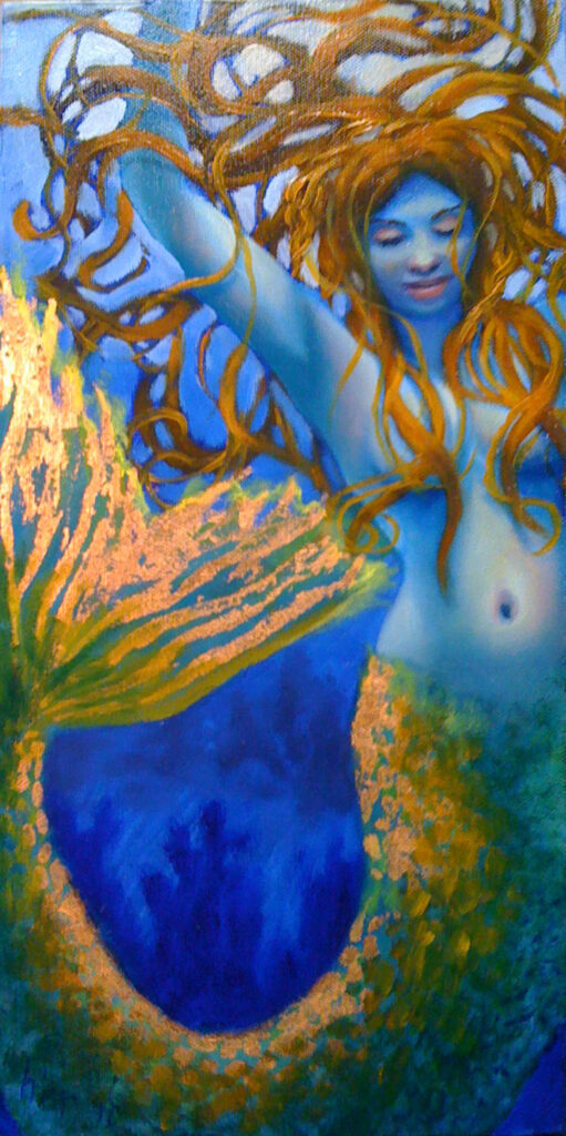 blueMermaid_12x24, oil, sold (sea & Sky-mermaids)