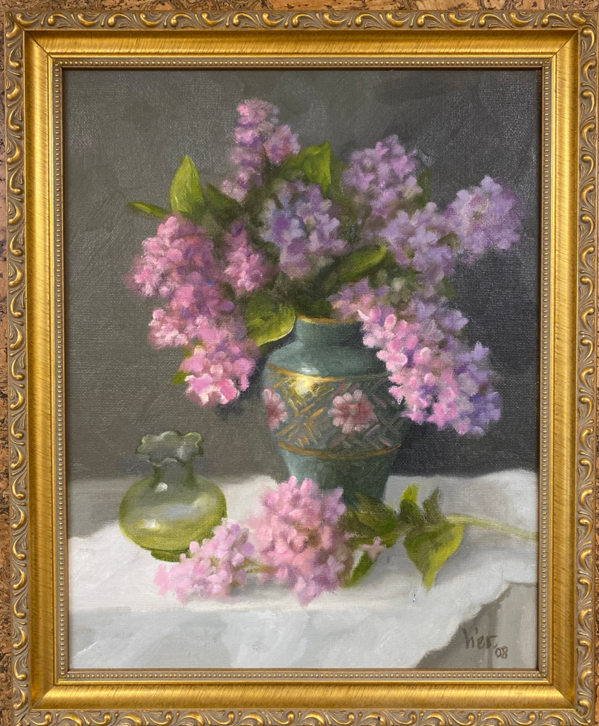 Lilacs & Gold (Oil on Canvas)