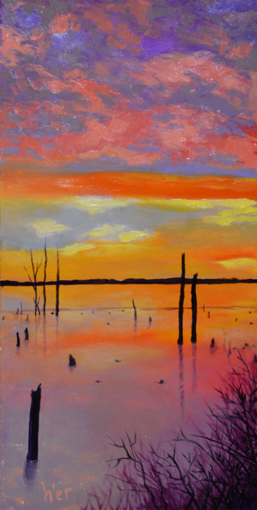🔴 Manasquan Reservoir (Oil on Canvas, 10x20)