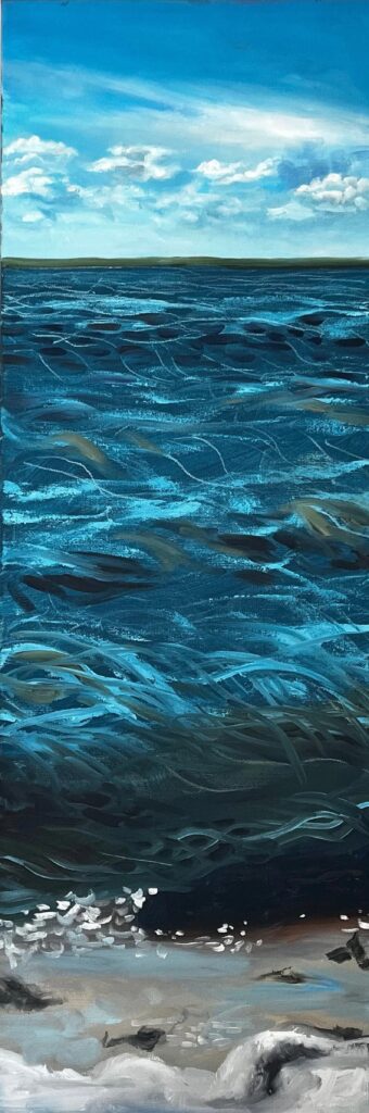 Barnegat Bay Waves (Oil on Canvas, 12x36)