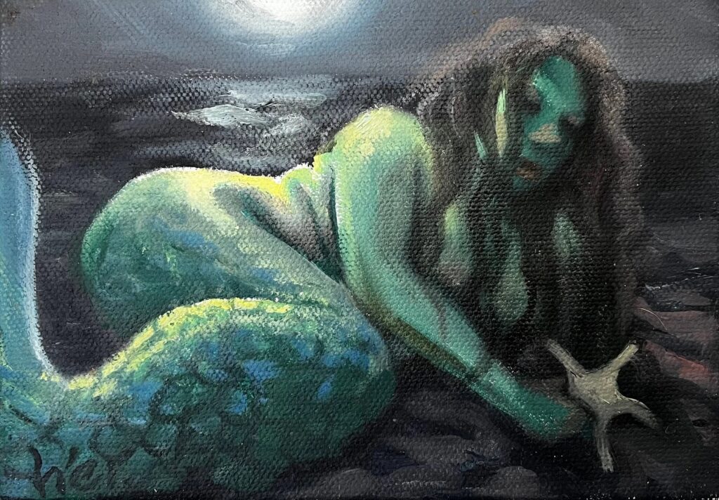 Moonlight Solitude (Oil on Canvas, 5x7)